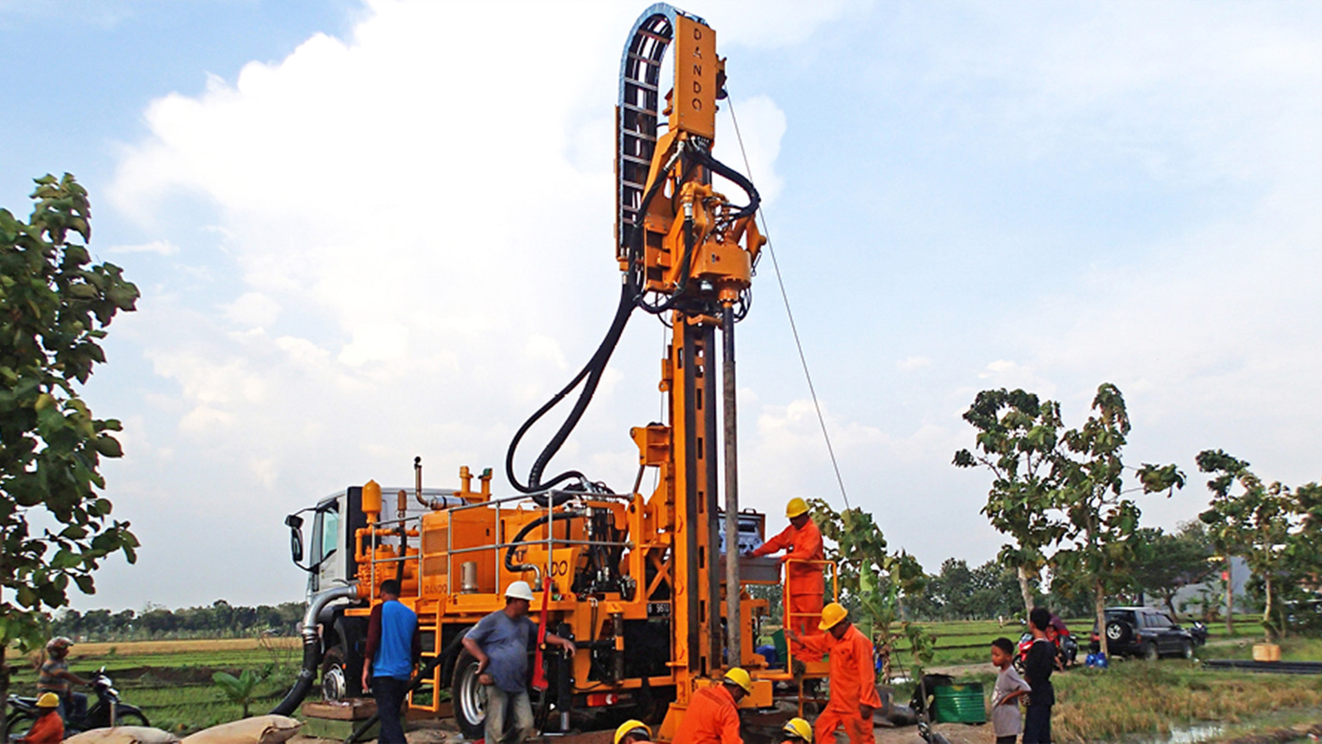 Borehole drilling rig operating on a residential property in Gauteng